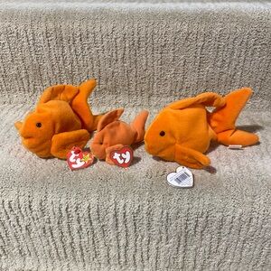 Ty Beanie Babies 2 Goldie style 4023 & 1 Teenie Beanie Baby Goldie.